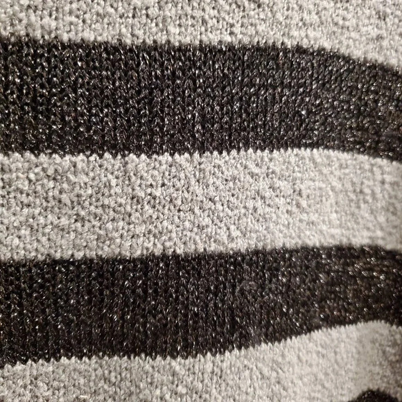 Anthropologie Joie Oversized Black Gray Striped Metallic Plush Boucle Sweater L - Picture 4 of 13